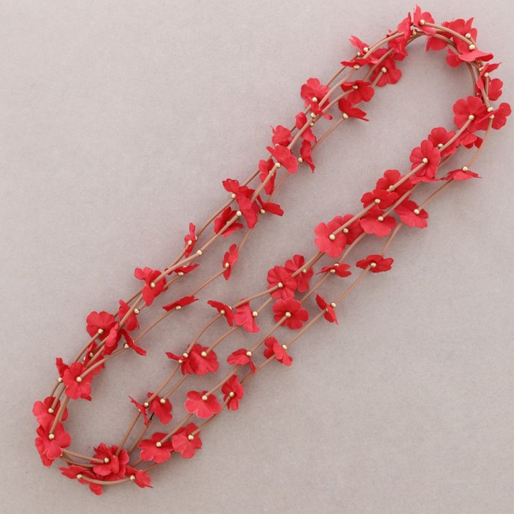 COLLAR LARGO GOMA FLORES TELA 2
