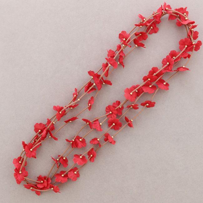 LONG RUBBER FABRIC FLOWER NECKLACE