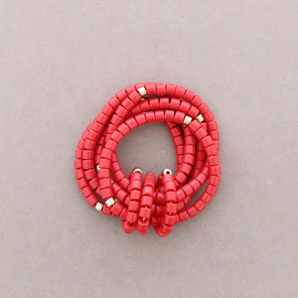 PULSERA ELÁSTICA 5 FILAS CUENTAS RESINA