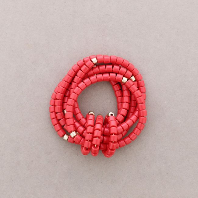 PULSERA ELÁSTICA 5 FILAS CUENTAS RESINA