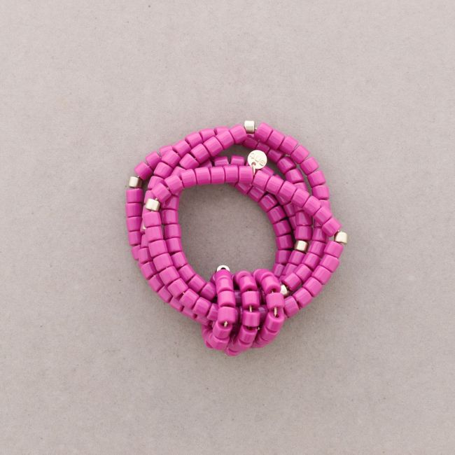 PULSERA ELÁSTICA 5 FILAS CUENTAS RESINA