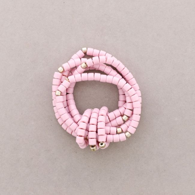 PULSERA ELÁSTICA 5 FILAS CUENTAS RESINA