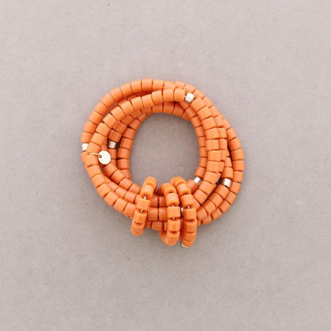 PULSERA ELÁSTICA 5 FILAS CUENTAS RESINA