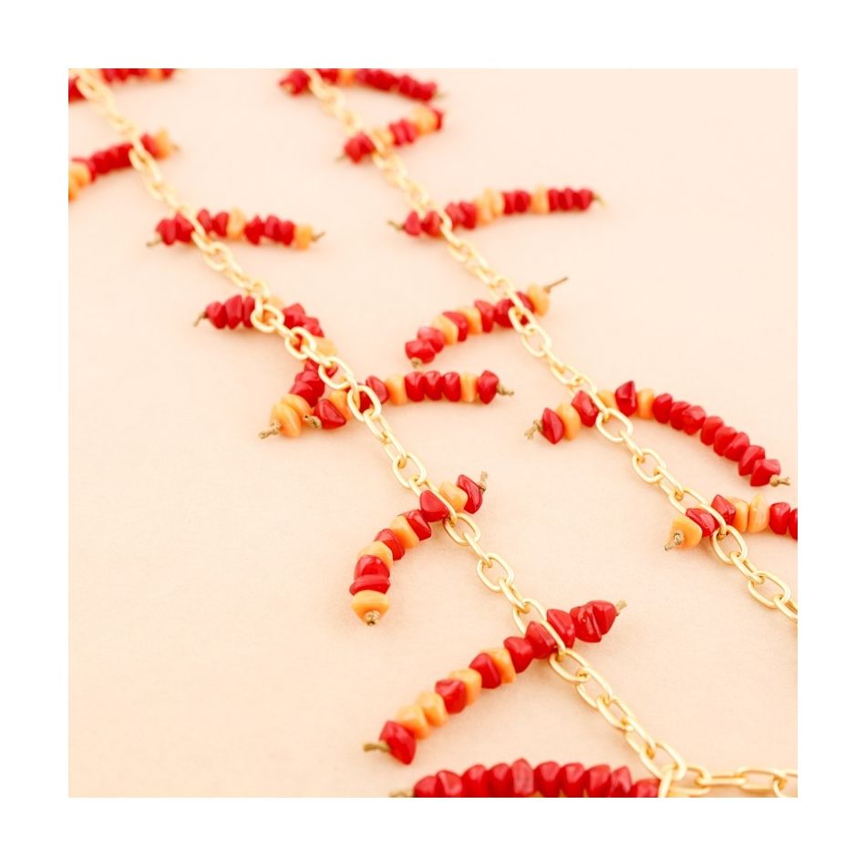 LONG RESIN BEADS CHAIN NECKLACE