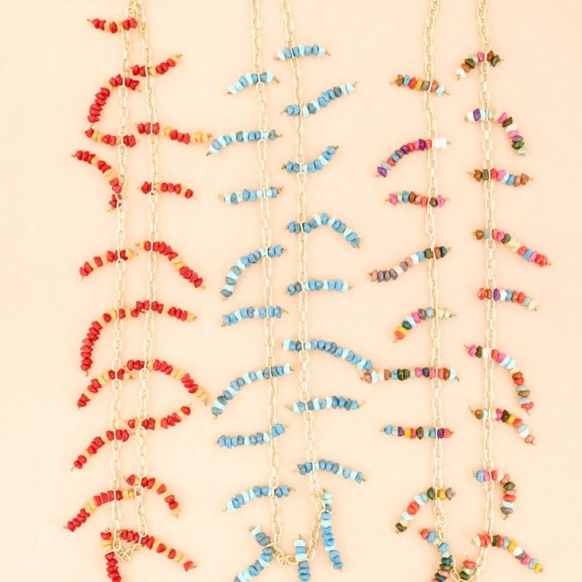 LONG RESIN BEADS CHAIN NECKLACE