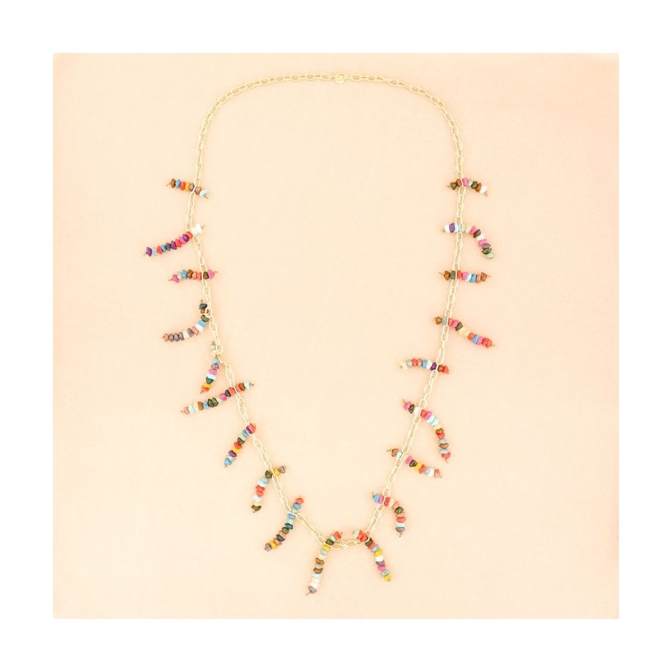 LONG RESIN BEADS CHAIN NECKLACE