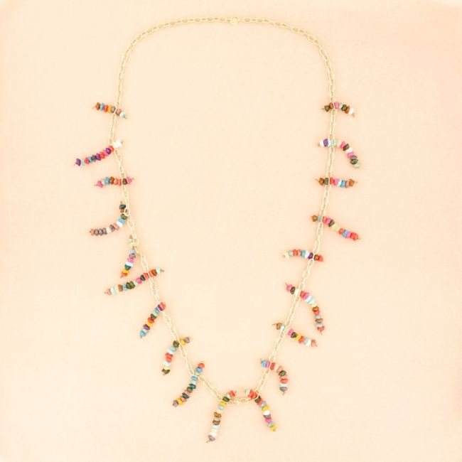 LONG RESIN BEADS CHAIN NECKLACE