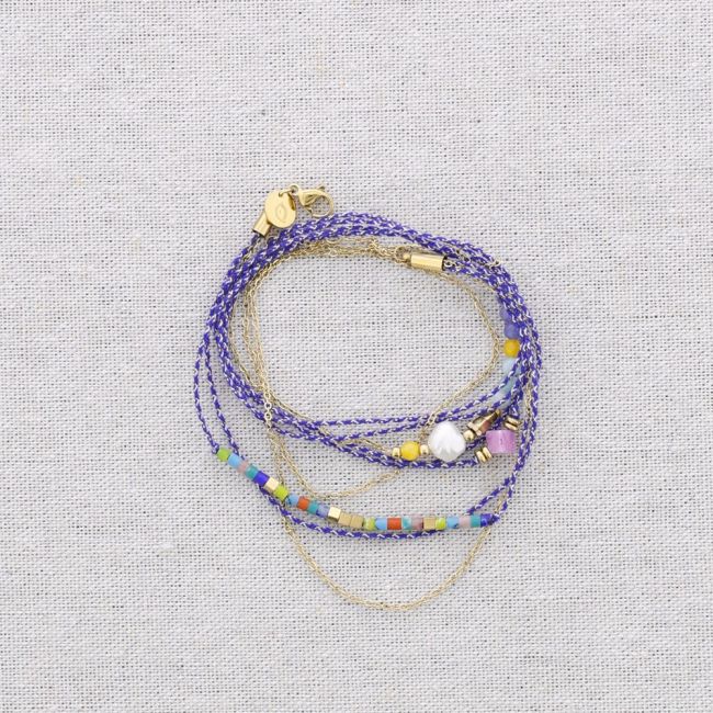 BRACELET THREE ROPS STEEL THREAD STONES