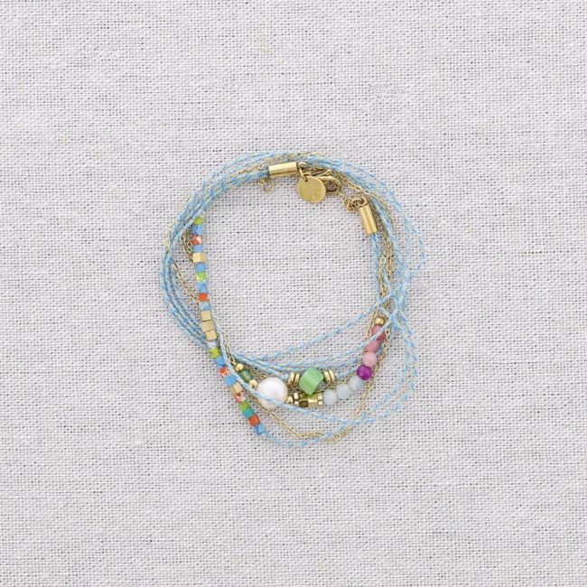 BRACELET THREE ROPS STEEL THREAD STONES