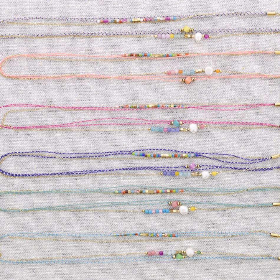BRACELET THREE ROPS STEEL THREAD STONES