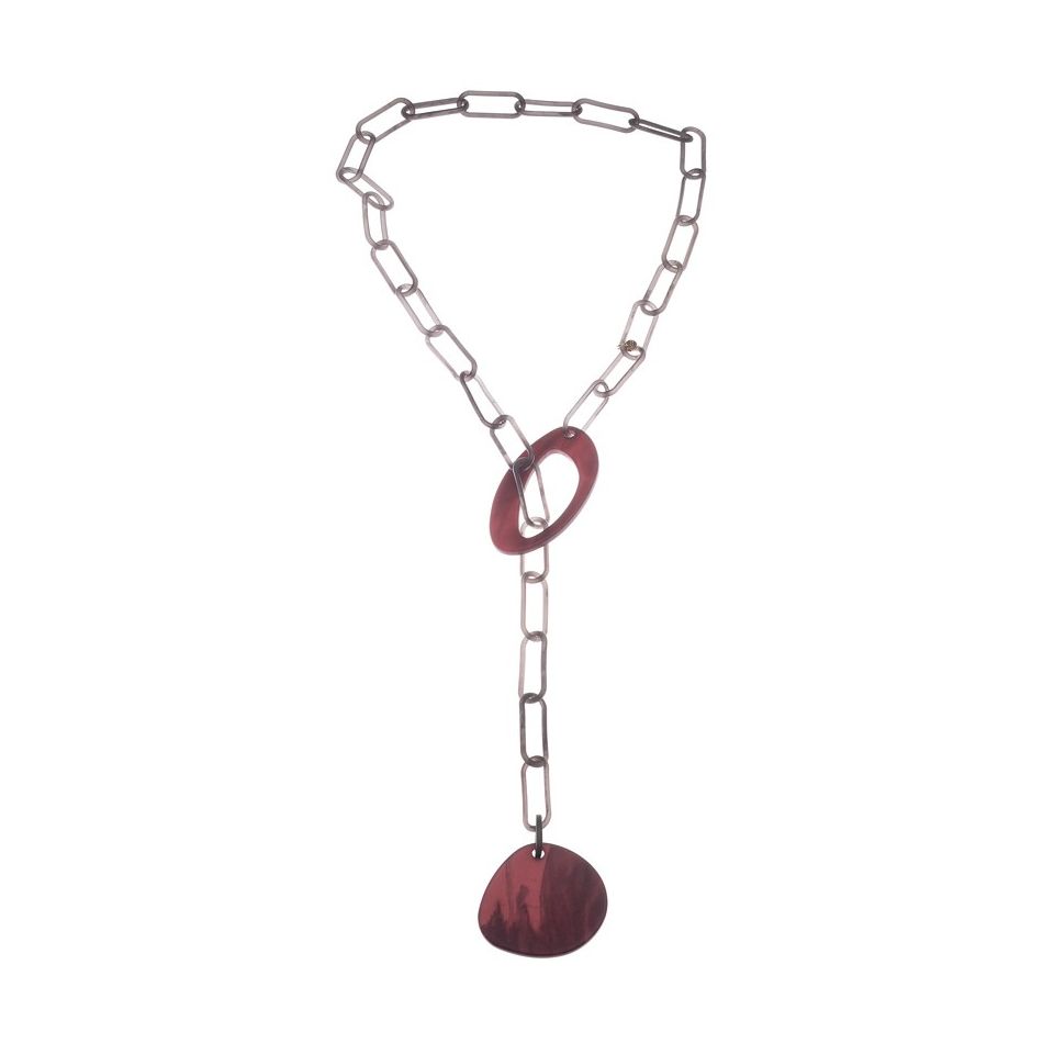 LONG NECKLACE LINK RESIN PENDANT