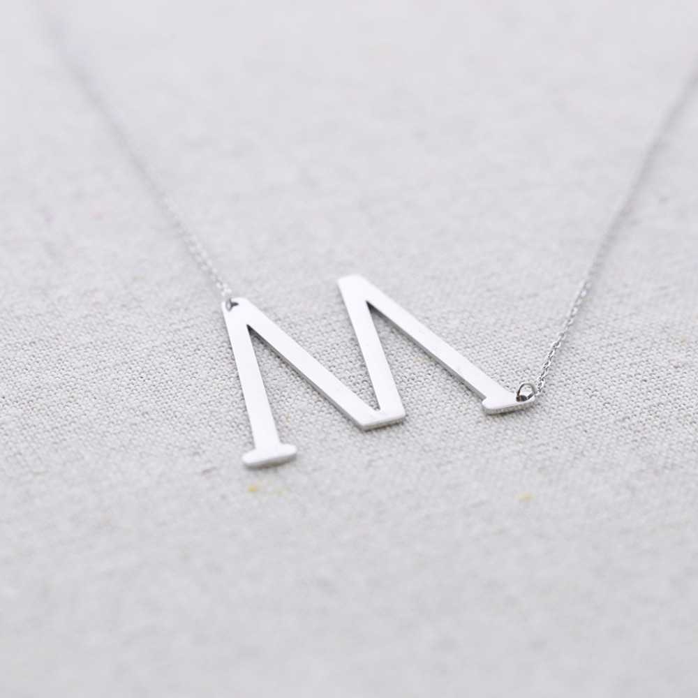 INITIAL LETTER N LARGE STEEL NECKLACE