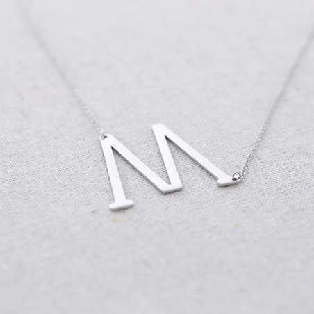 INITIAL LETTER N LARGE STEEL NECKLACE