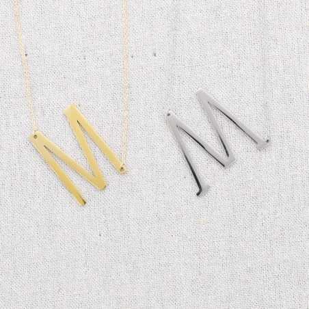 INITIAL LETTER N LARGE STEEL NECKLACE