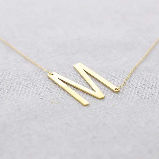 INITIAL LETTER N LARGE STEEL NECKLACE