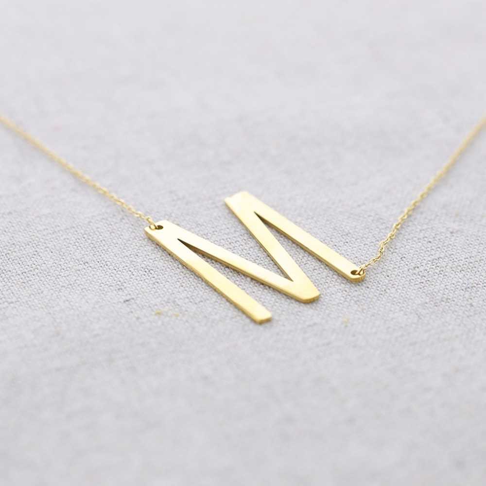 INITIAL LETTER N LARGE STEEL NECKLACE