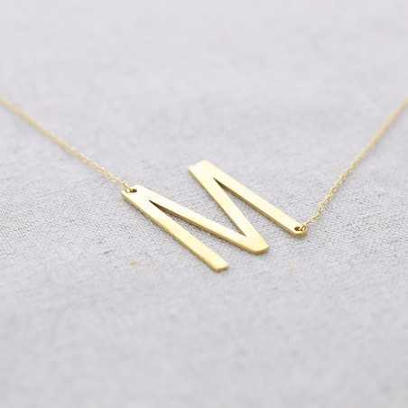 INITIAL LETTER N LARGE STEEL NECKLACE