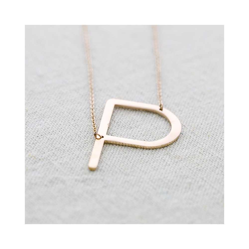 INITIAL LETTER E LARGE STEEL NECKLACE