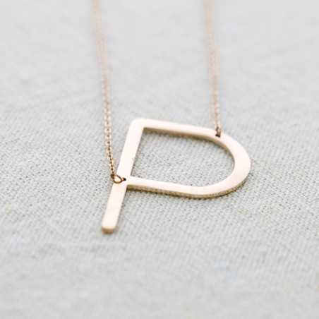 INITIAL LETTER E LARGE STEEL NECKLACE