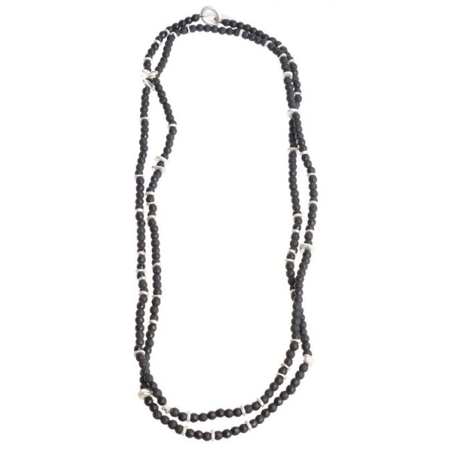 COLLAR LARGO 150CM CUENTAS FACETADAS METALES