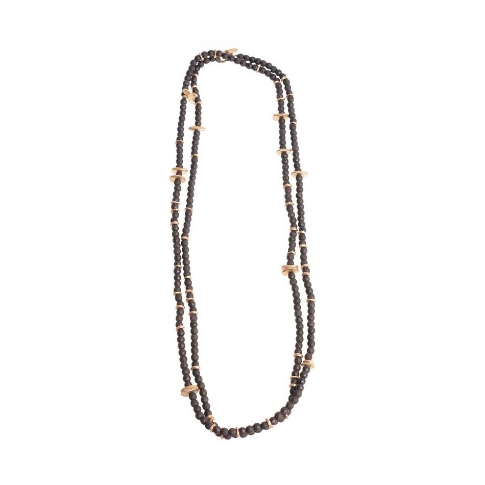 LONG NECKLACE 150CM FACETED METAL BEADS