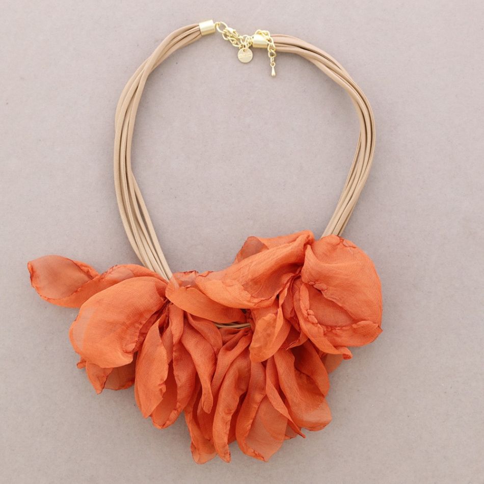 TRIPLE FABRIC FLOWER CHOKER