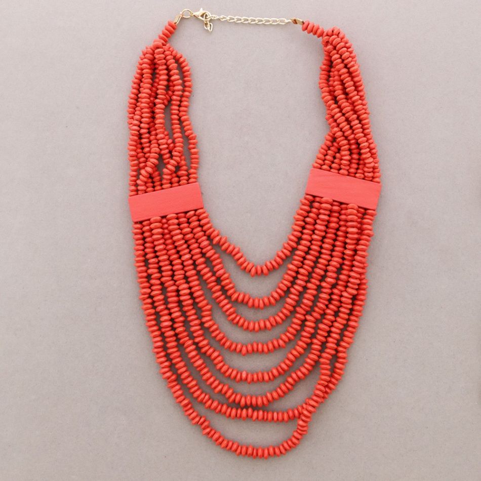 CHOKER WITH 8 STRIPES WITH WOODEN BEADS