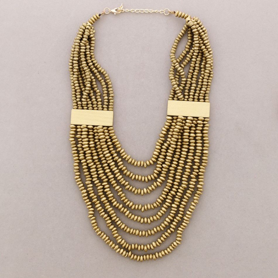 CHOKER WITH 8 STRIPES WITH WOODEN BEADS
