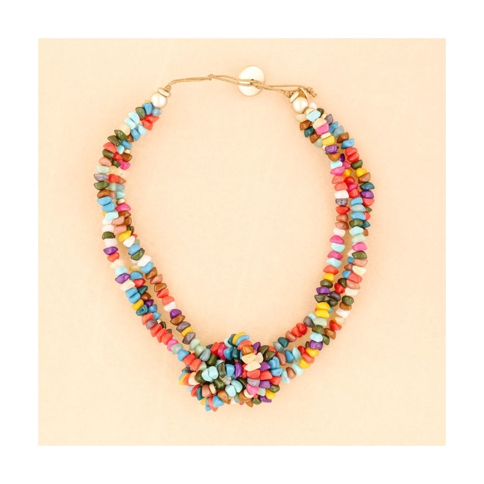 RESIN BEADS KNOT SHORT NECKLACE