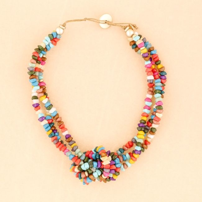 RESIN BEADS KNOT SHORT NECKLACE