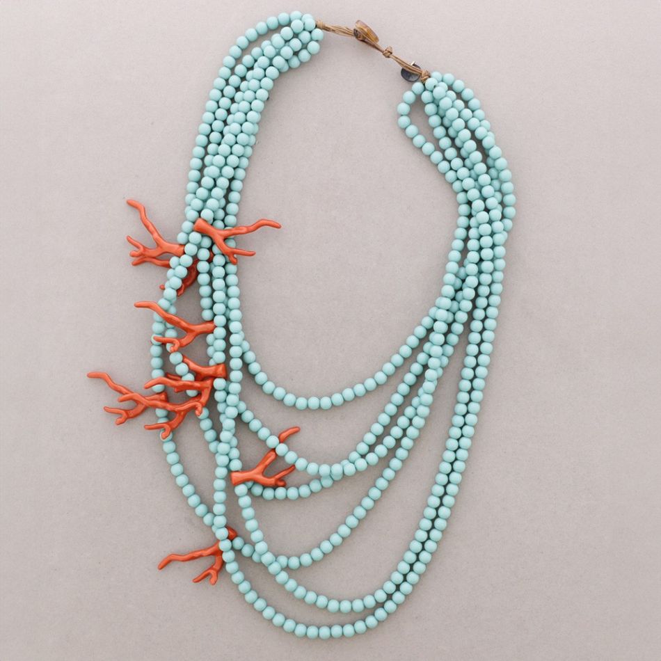 COLLAR BOLAS CORALES RESINA