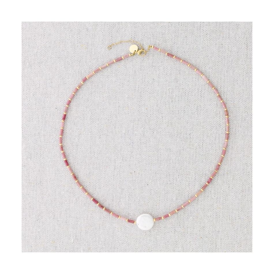 CULTIVATED PEARL STONES STEEL SHORT NECKLACE