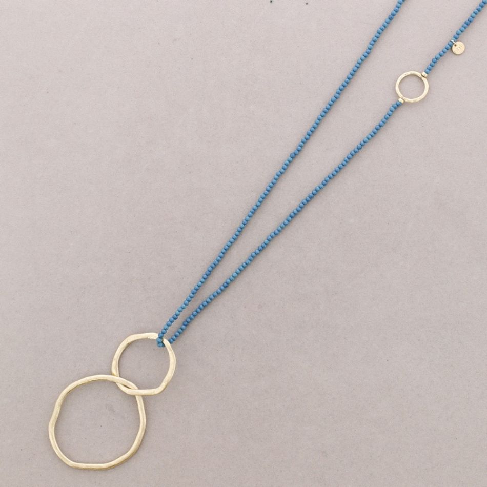 COLLAR LARGO CRISTALES FACETADOS COLGANTE ESLABONES METAL
