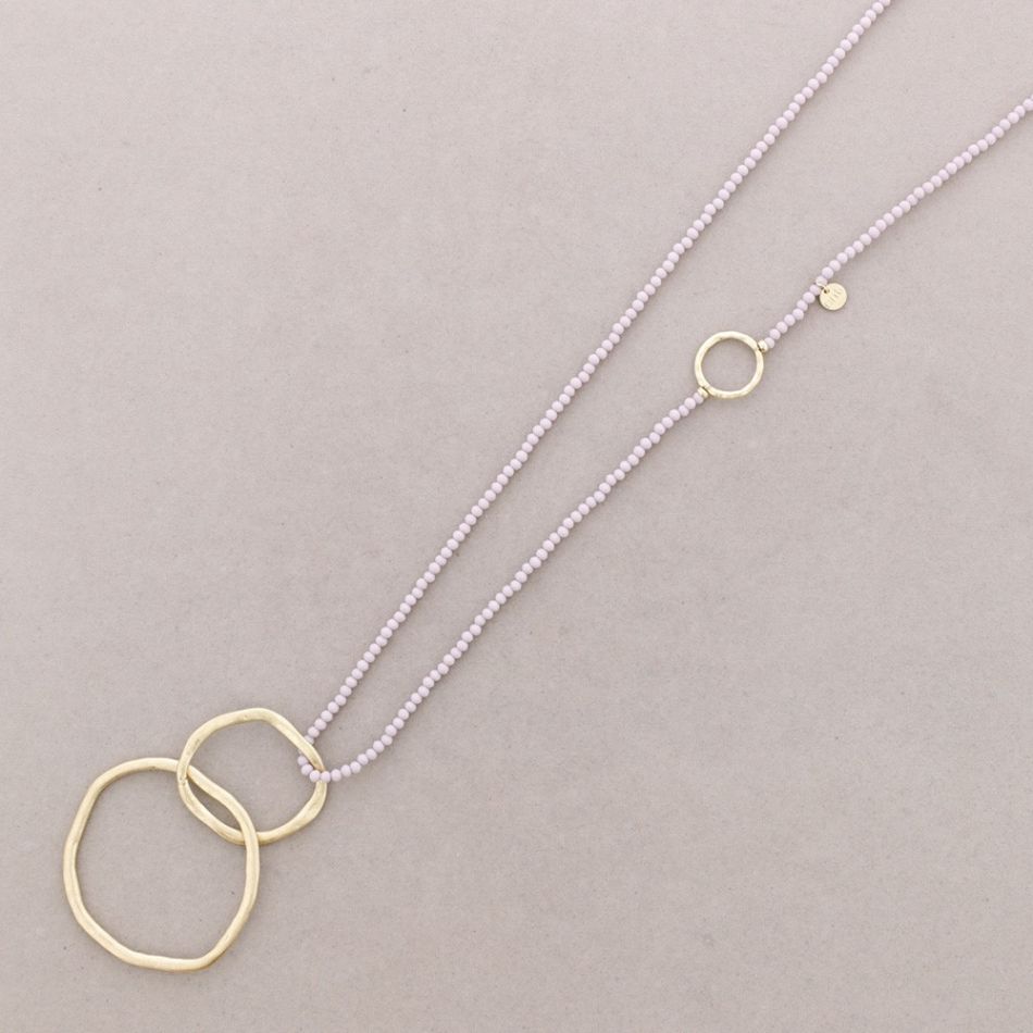 COLLAR LARGO CRISTALES FACETADOS COLGANTE ESLABONES METAL