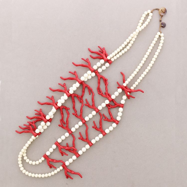 RESIN CORAL BALLS DOUBLE NECKLACE 2