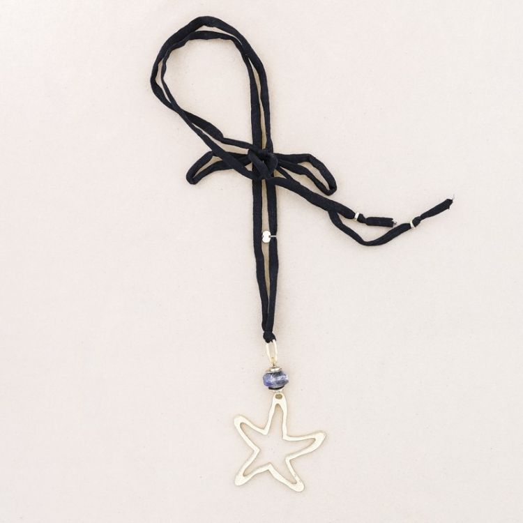 COLLAR LARGO COLGANTE PIEDRA ESTRELLA METAL