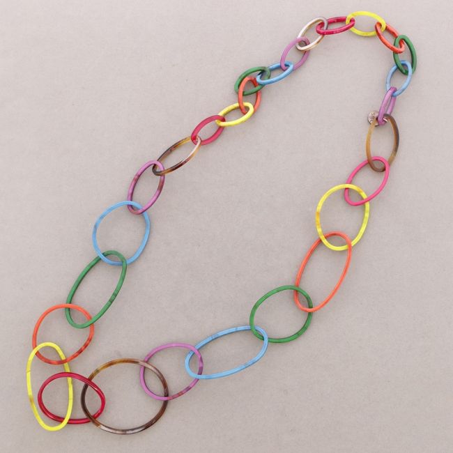 COLLAR LARGO ESLABONES RESINA COLORES