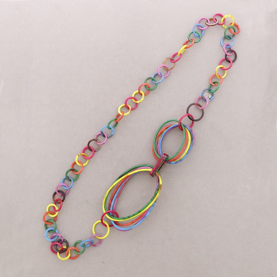 LONG NECKLACE WITH COLORFUL RESIN LINKS