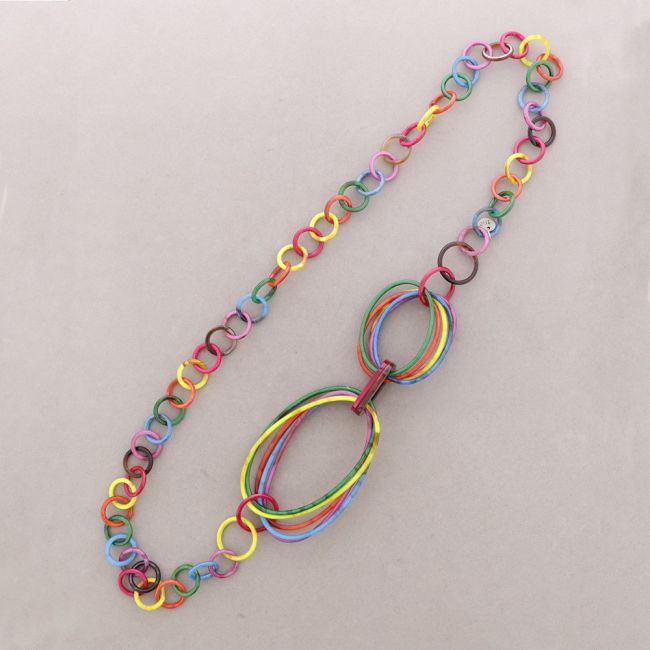 LONG NECKLACE WITH COLORFUL RESIN LINKS