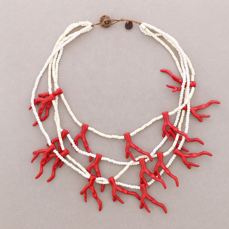 NECKLACE 4 CORAL BEADS RESIN