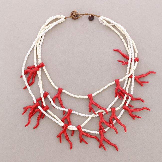 NECKLACE 4 CORAL BEADS RESIN