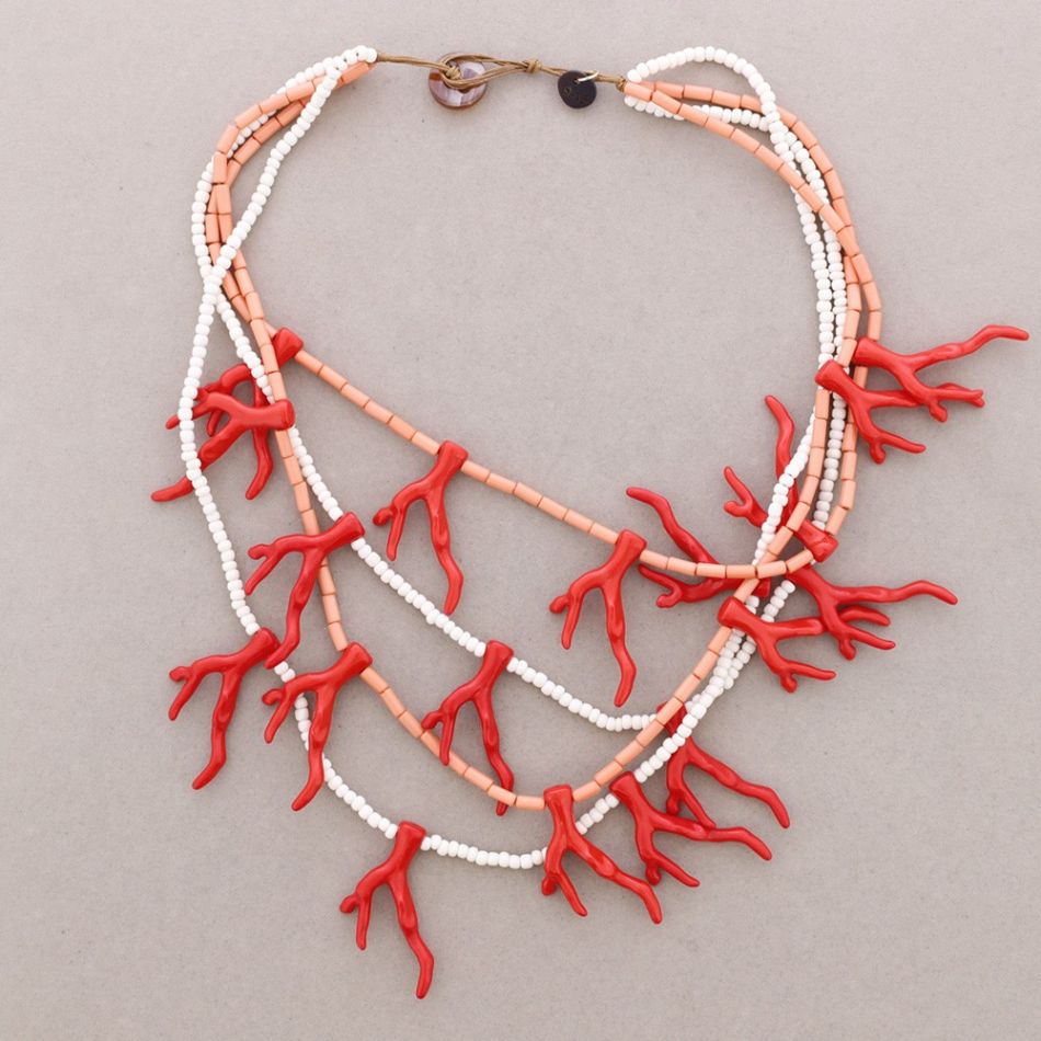 NECKLACE 4 CORAL BEADS RESIN