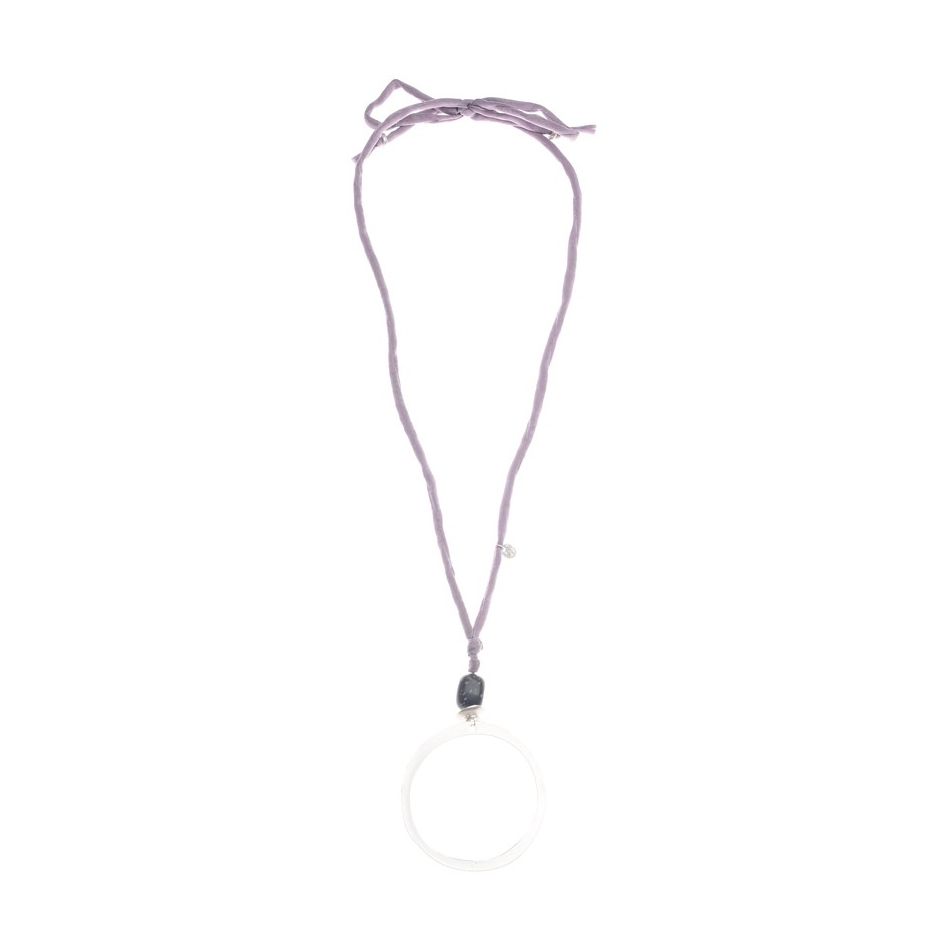 LONG NECKLACE WITH METAL RING PENDANT