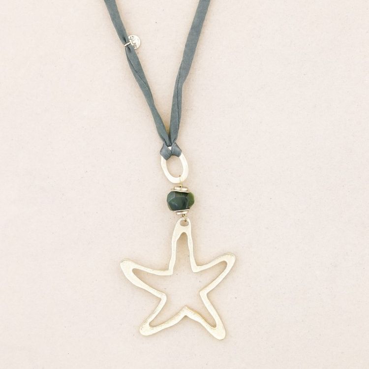 METAL STAR STONE LONG PENDANT NECKLACE 2
