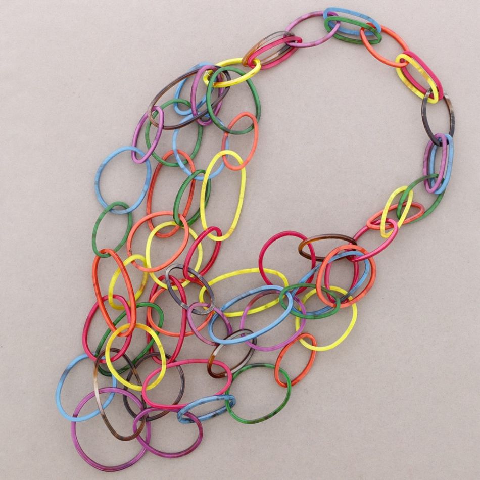 LONG MULTI-LINK RESIN NECKLACE
