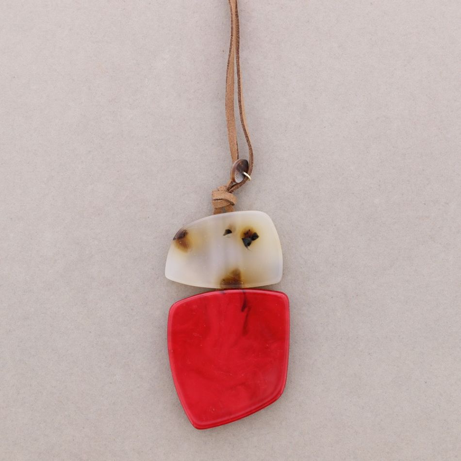 DOUBLE RESIN PENDANT LONG NECKLACE