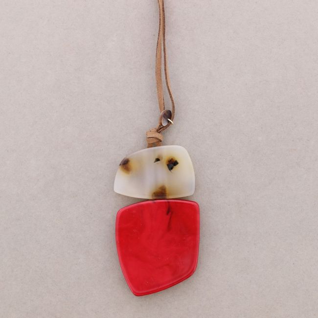 DOUBLE RESIN PENDANT LONG NECKLACE