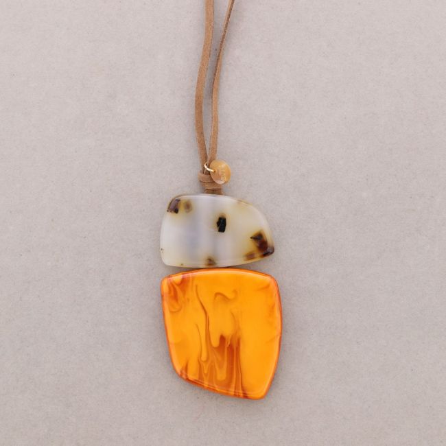 DOUBLE RESIN PENDANT LONG NECKLACE