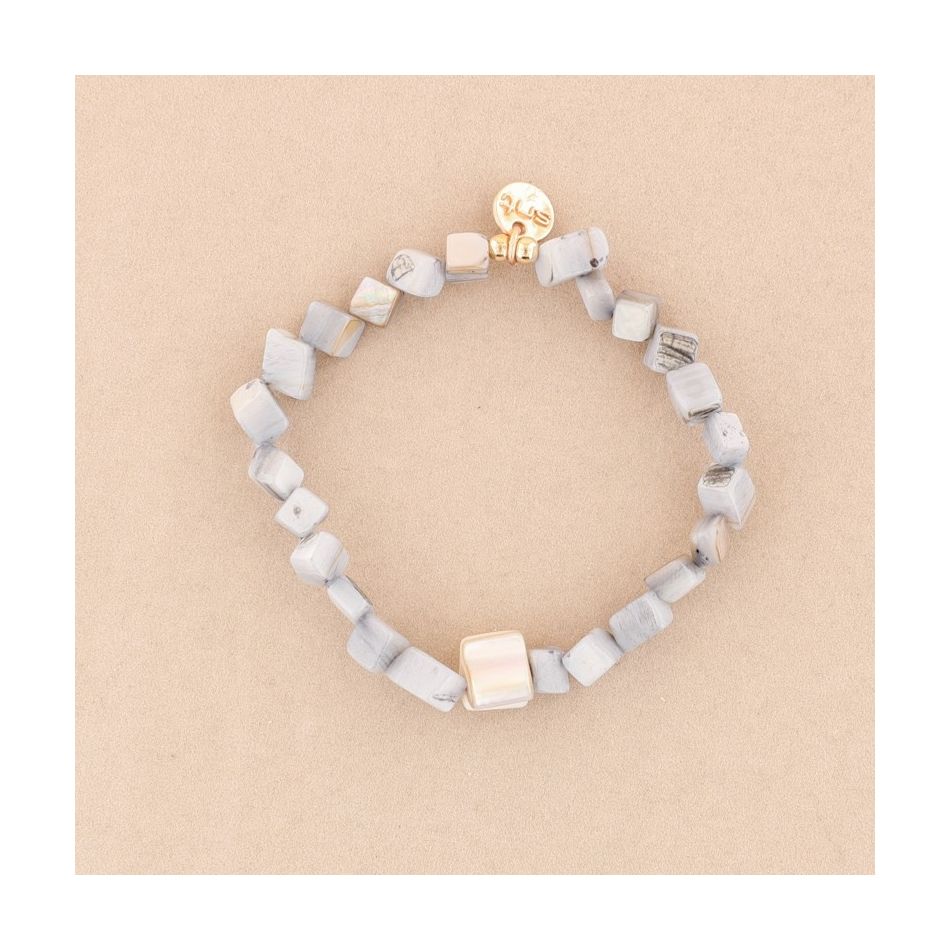 PULSERA ELÁSTICA CUENTAS  NÁCAR