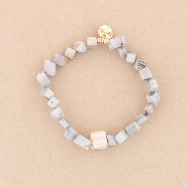 PULSERA ELÁSTICA CUENTAS  NÁCAR